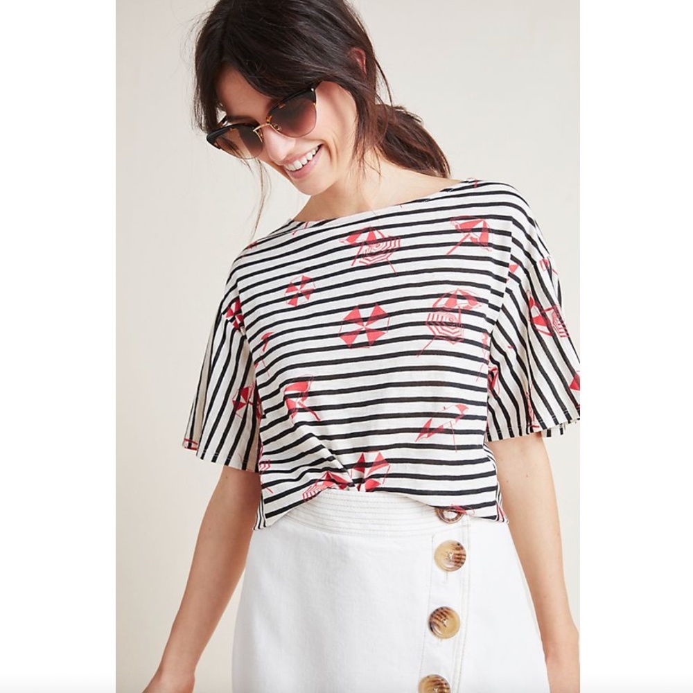Anthropologie Umbrella Striped Tee